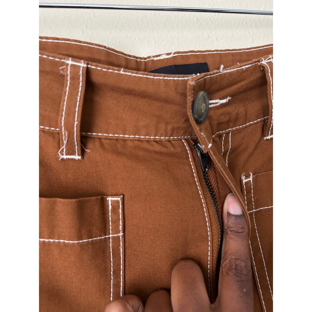🥶 WhoWhatWear Dark Tan Wide Leg Cropped High Rise Pants Size 6 - Picture 8 of 12